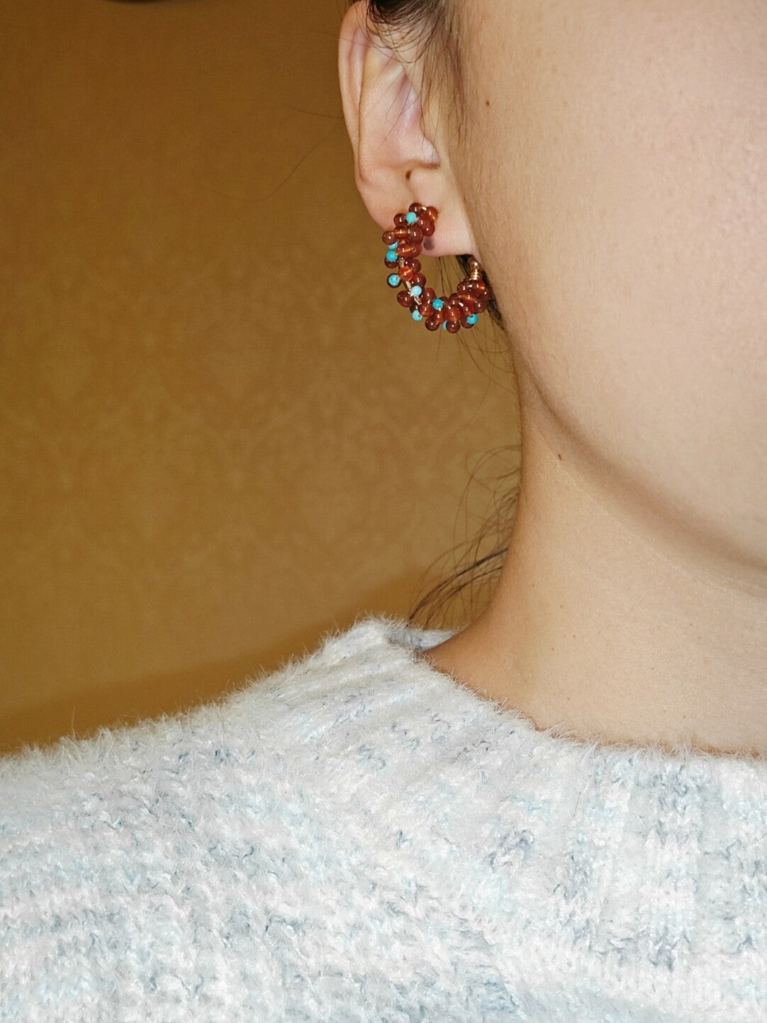 「Chinoiserie」Handmade Red Green Retro Earrings
