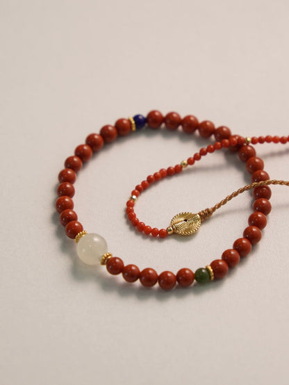 「Chinoiserie」Hetian Jade Lapis Lazuli Beaded Bracelet