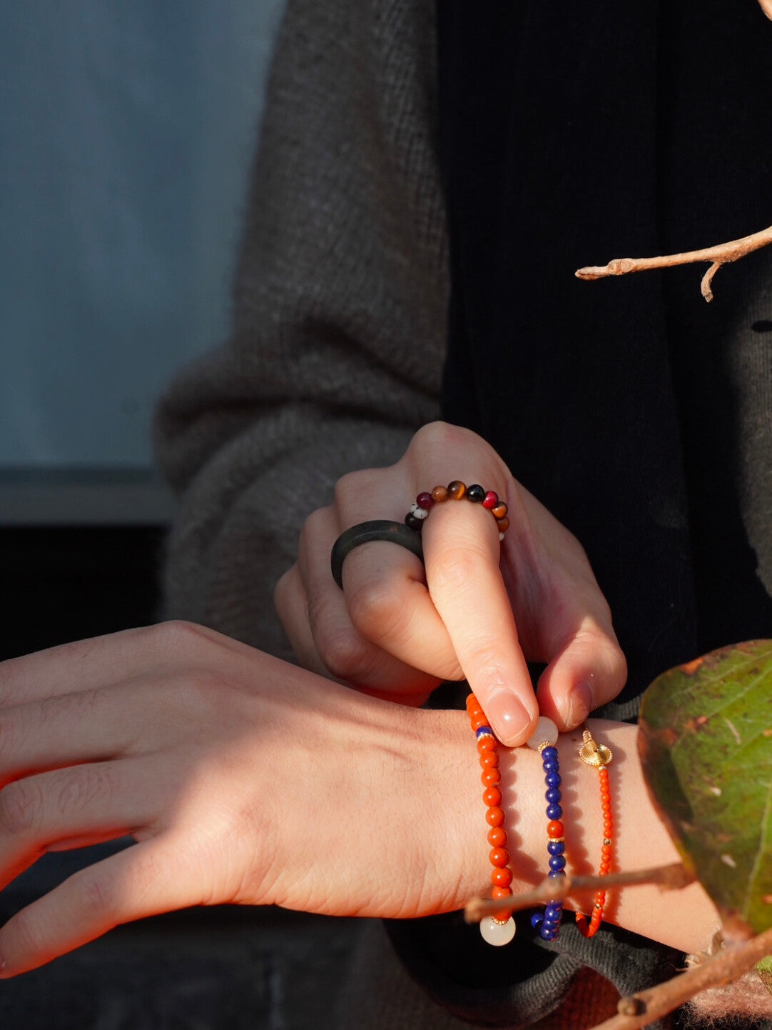 「Chinoiserie」Hetian Jade Lapis Lazuli Beaded Bracelet