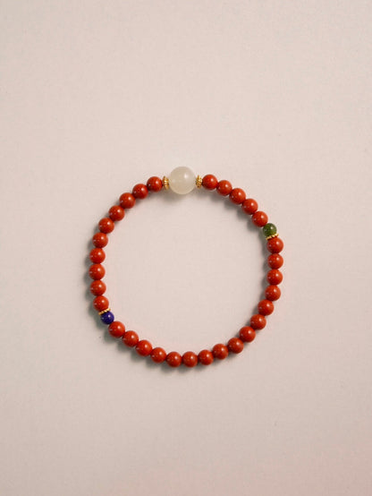 「Chinoiserie」Hetian Jade Lapis Lazuli Beaded Bracelet