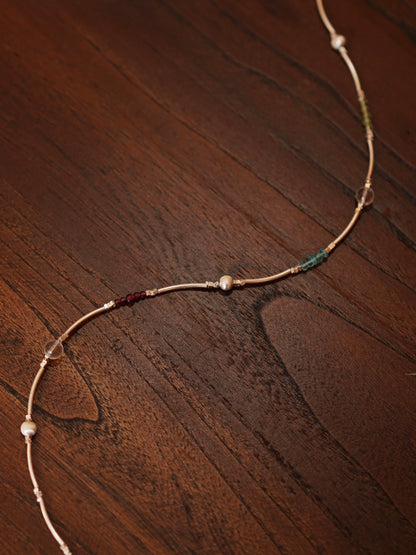 「Chinoiserie」Ice and Fire Silver Beaded Bracelet