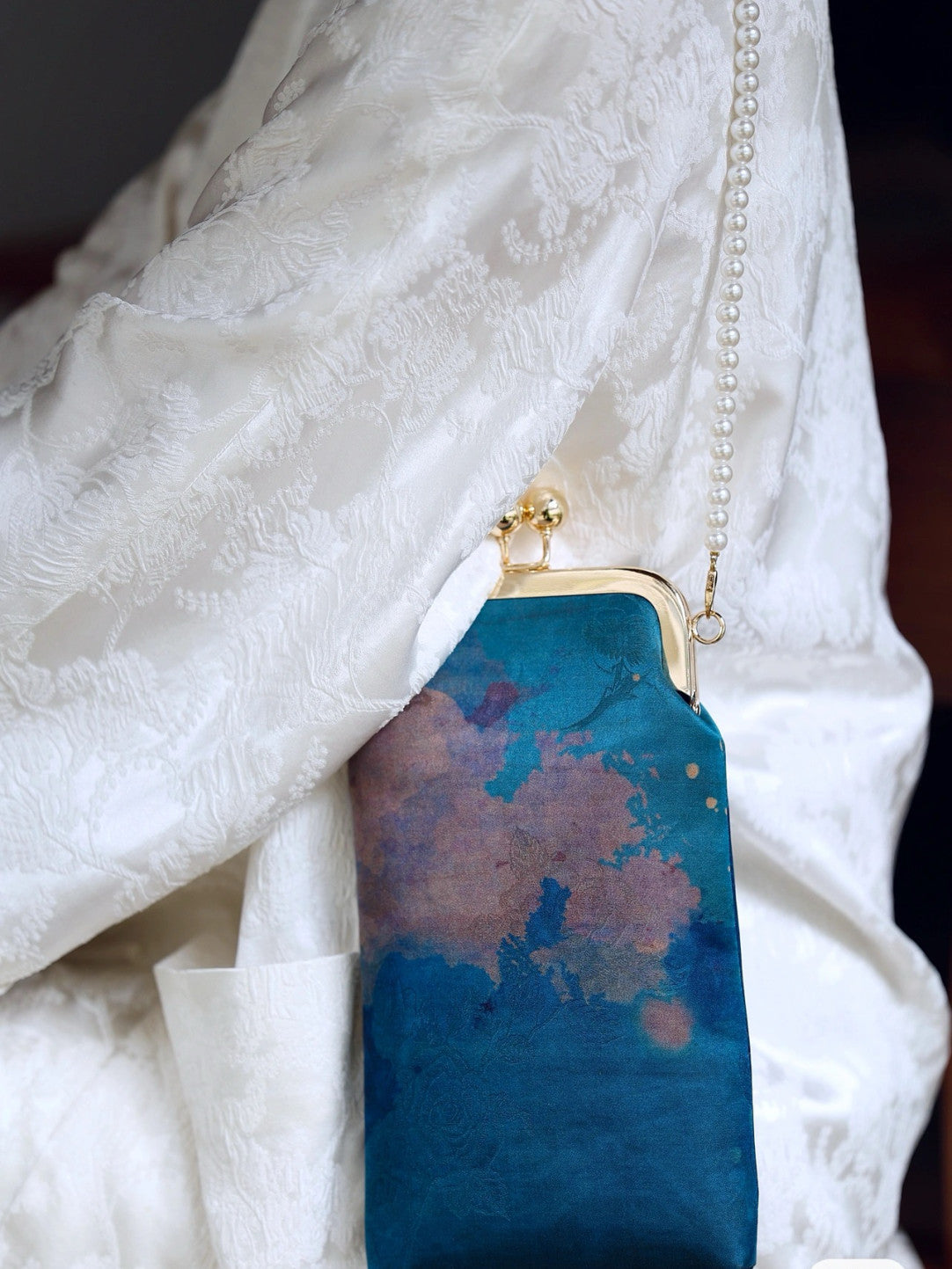 [Chinoiserie] Luxury Bamboo Leaves Silk Frame Clutch Bag