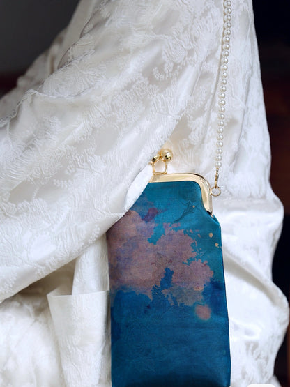 [Chinoiserie] Luxury Bamboo Leaves Silk Frame Clutch Bag