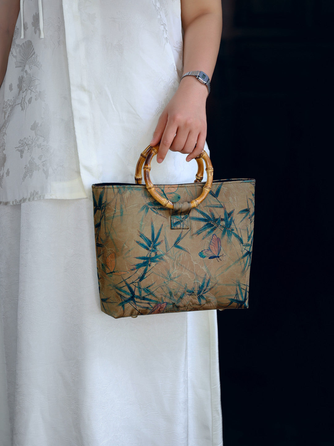 [Chinoiserie] Luxury Circular Bamboo Handle Handbag