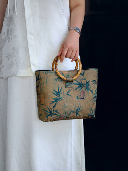 [Chinoiserie] Luxury Circular Bamboo Handle Handbag