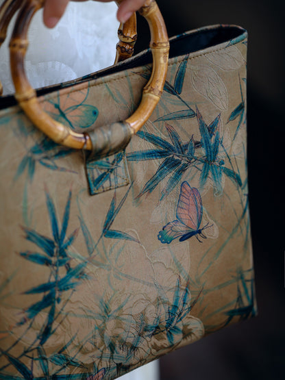 [Chinoiserie] Luxury Circular Bamboo Handle Handbag