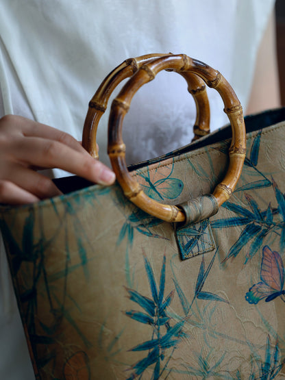 [Chinoiserie] Luxury Circular Bamboo Handle Handbag