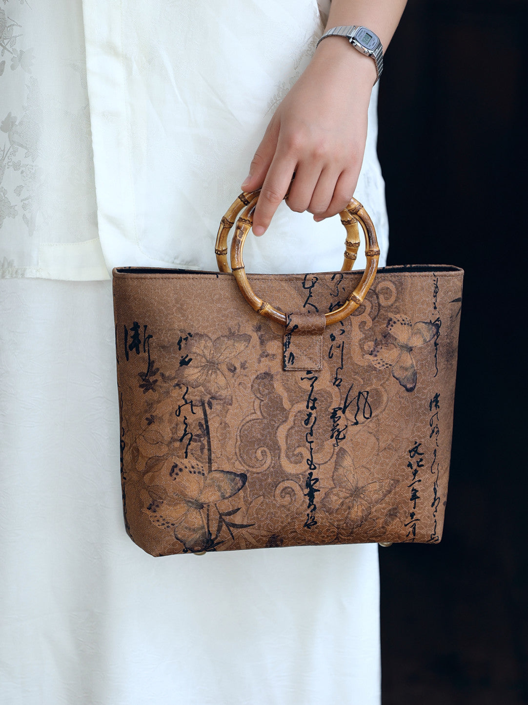 [Chinoiserie] Luxury Circular Bamboo Handle Handbag