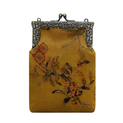 [Chinoiserie] Luxury Flower Silk Frame Clutch Bag