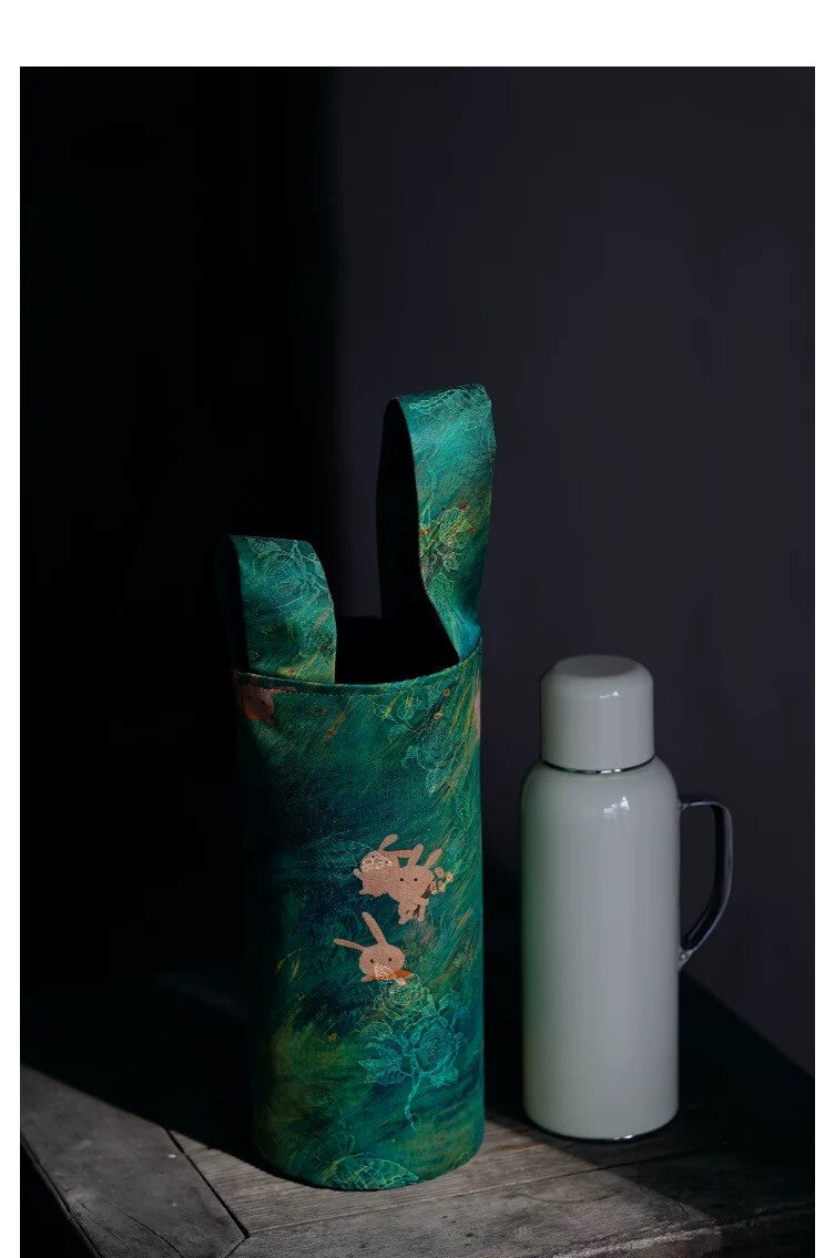 [Chinoiserie] Luxury Silk Portable Water Bottle Pouch