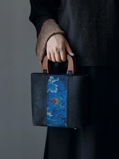 [Chinoiserie] Luxury Silk Wooden Handle Tote Bag