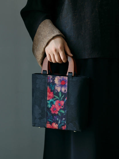 [Chinoiserie] Luxury Silk Wooden Handle Tote Bag