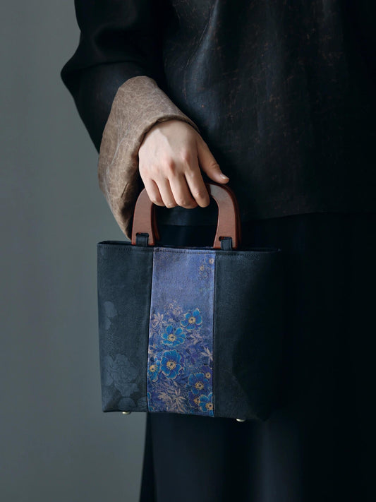 [Chinoiserie] Luxury Silk Wooden Handle Tote Bag