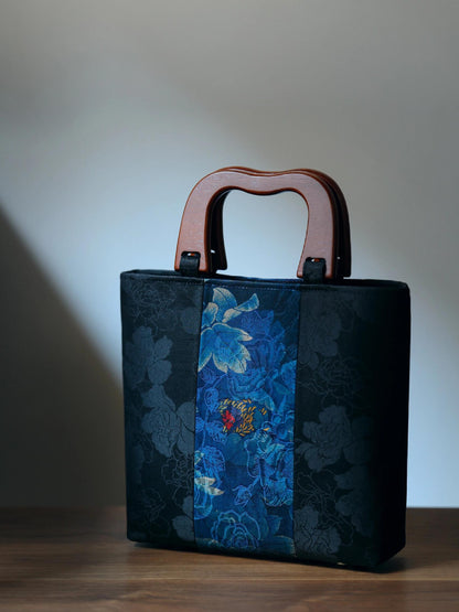[Chinoiserie] Luxury Silk Wooden Handle Tote Bag