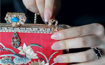 [Chinoiserie] Mandarin Duck Embroidery Frame Clutch Bag