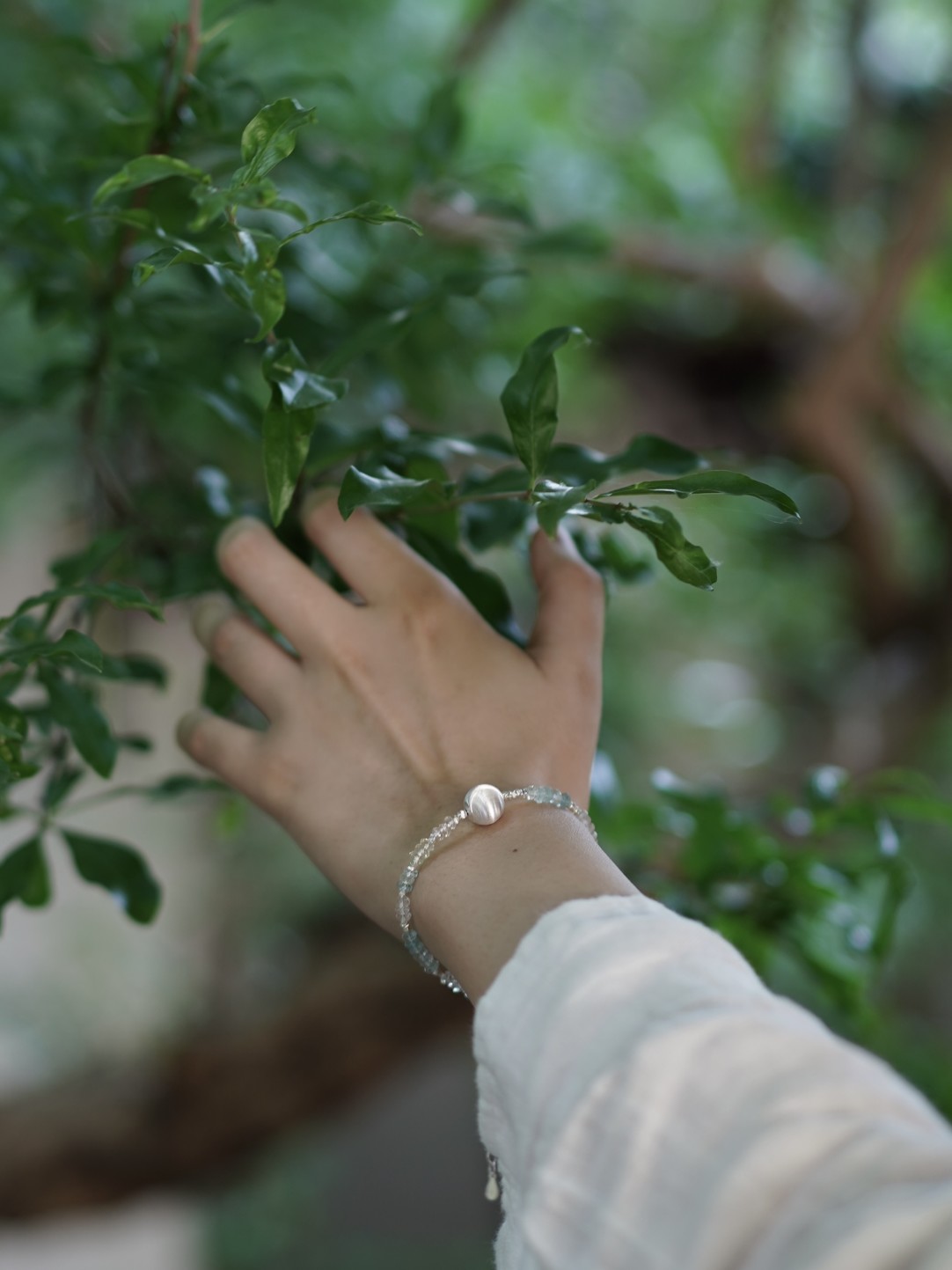 「Chinoiserie」Moonlight Morganite Beaded Bracelet