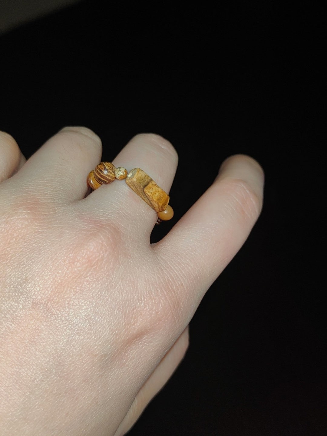 「Chinoiserie」Natural Jade Beads Ring