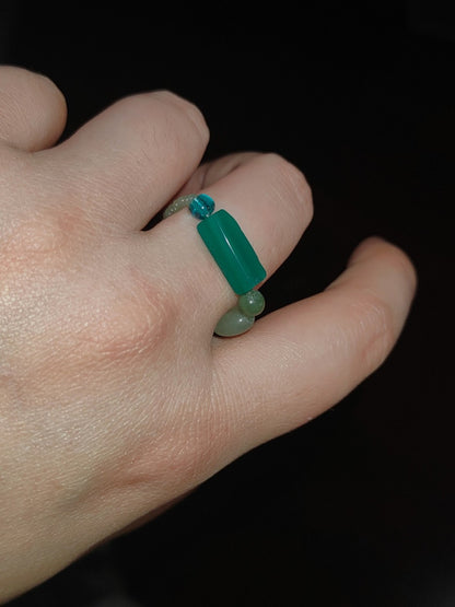 「Chinoiserie」Natural Jade Beads Ring