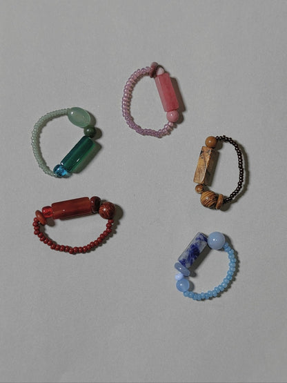 「Chinoiserie」Natural Jade Beads Ring