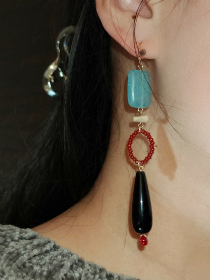 「Chinoiserie」Natural Jade Dangle Earrings