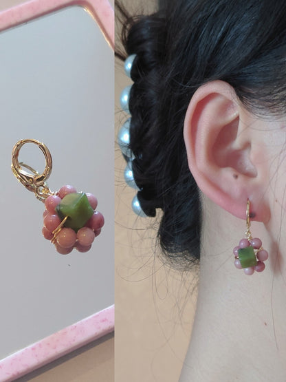 「Chinoiserie」Natural Jade Huggies Earrings