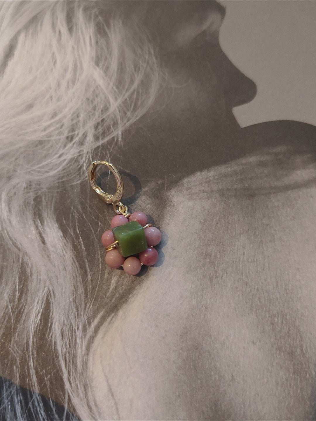 「Chinoiserie」Natural Jade Huggies Earrings