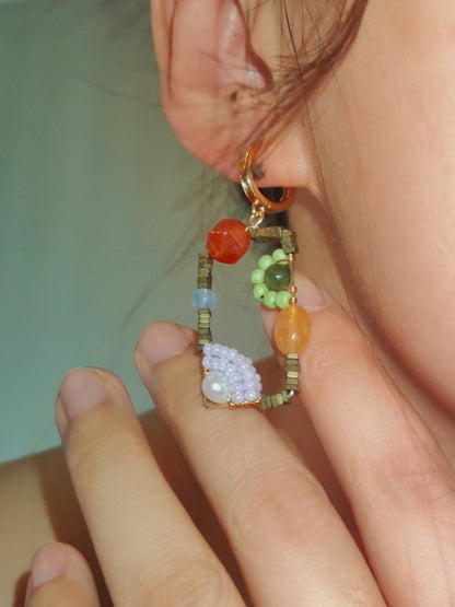 「Chinoiserie」Natural Jade Square Earrings