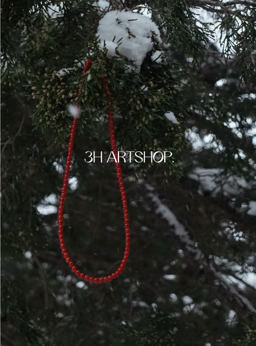 「Chinoiserie」Natural Red Agate Beaded Necklace