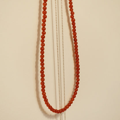 「Chinoiserie」Natural Red Agate Beaded Necklace