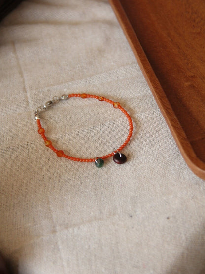 「Chinoiserie」 Natural Stone  Red Green  Bracelet