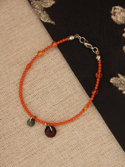 「Chinoiserie」 Natural Stone  Red Green  Bracelet