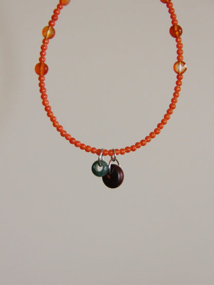 「Chinoiserie」 Natural Stone  Red Green  Bracelet