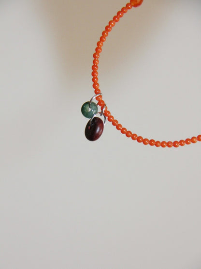 「Chinoiserie」 Natural Stone  Red Green  Bracelet