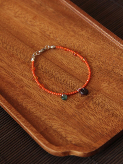 「Chinoiserie」 Natural Stone  Red Green  Bracelet