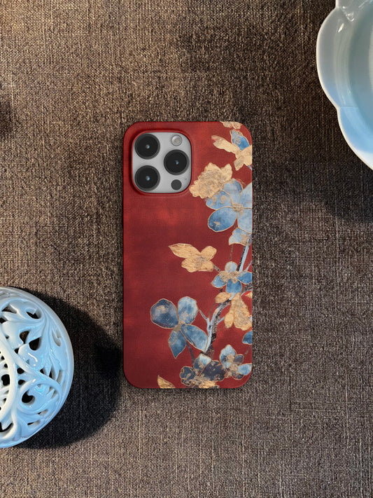 「Chinoiserie」Palace Flowers Printed Red Phone Case