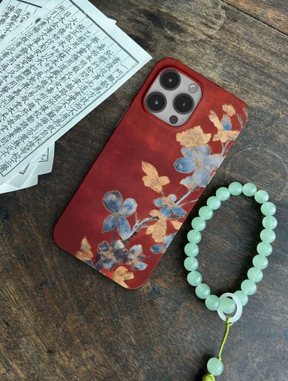 「Chinoiserie」Palace Flowers Printed Red Phone Case