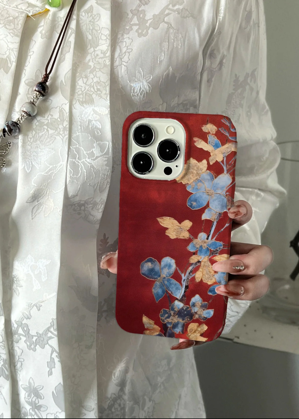 Chinoiserie」Palace Flowers Printed Red Phone Case | Phone Case Chinoiserie」Palace Flowers Printed Red Phone Case | Phone Case