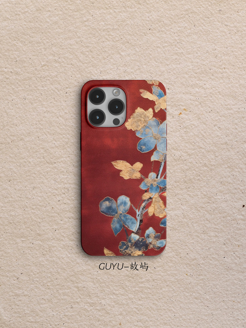 「Chinoiserie」Palace Flowers Printed Red Phone Case