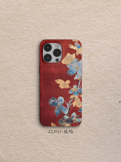 「Chinoiserie」Palace Flowers Printed Red Phone Case
