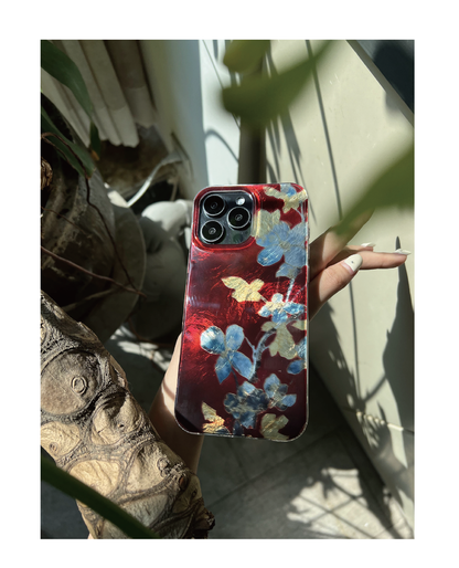 「Chinoiserie」Palace Flowers Printed Red Phone Case