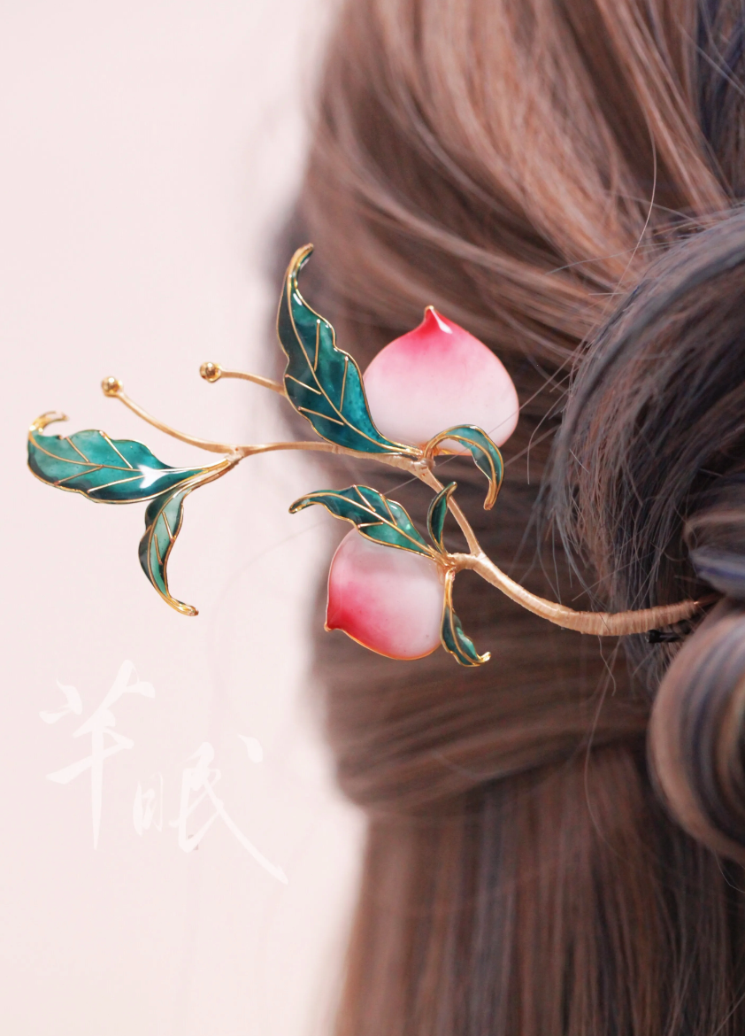 「 Chinoiserie」Peach Hairpin
