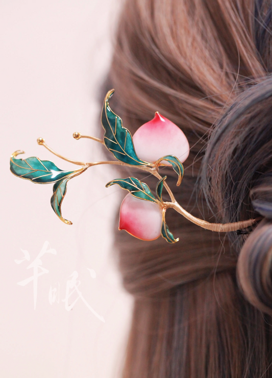 「 Chinoiserie」Peach Hairpin