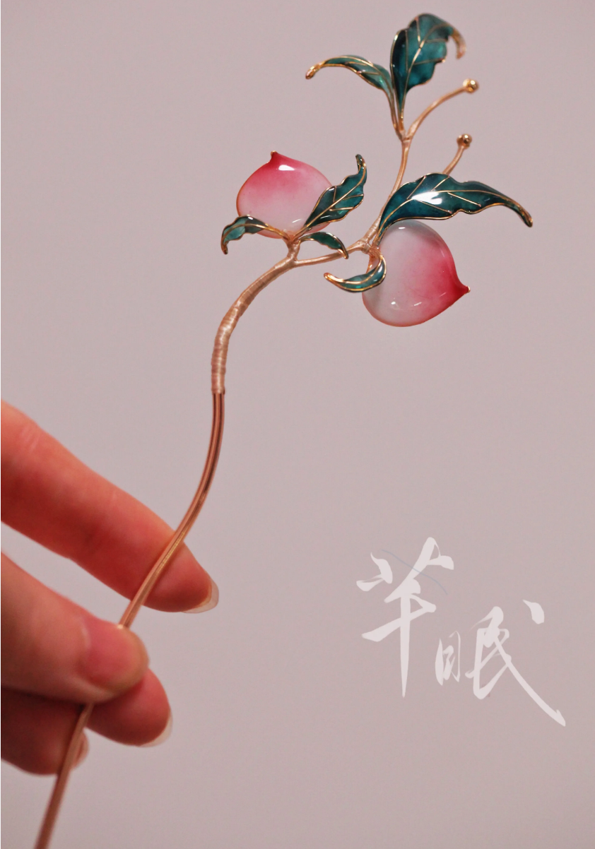 「 Chinoiserie」Peach Hairpin