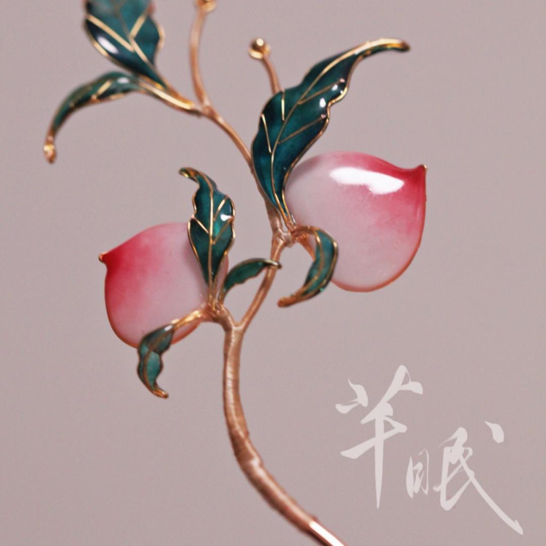 「 Chinoiserie」Peach Hairpin