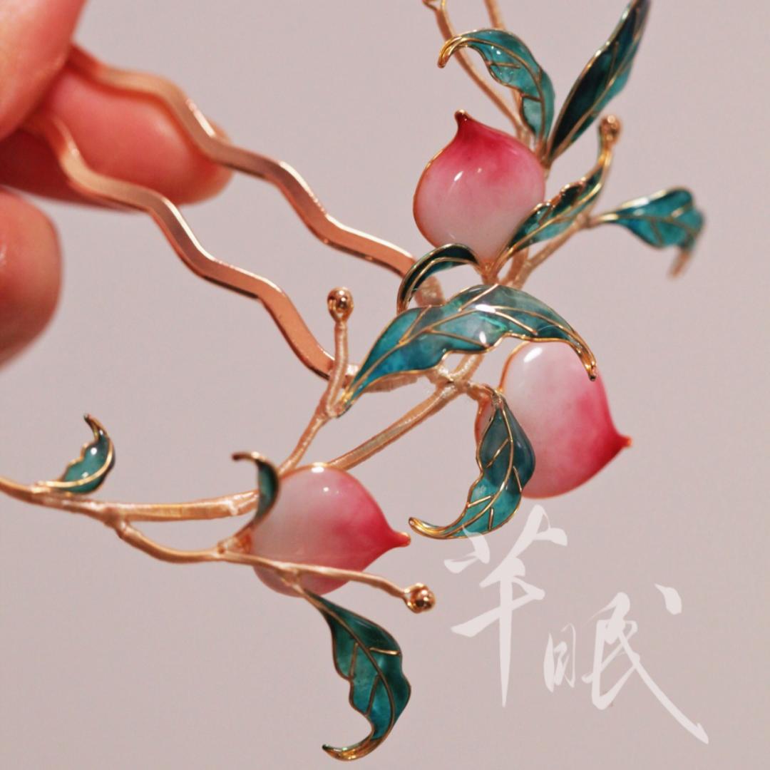 「 Chinoiserie」Peach Hairpin