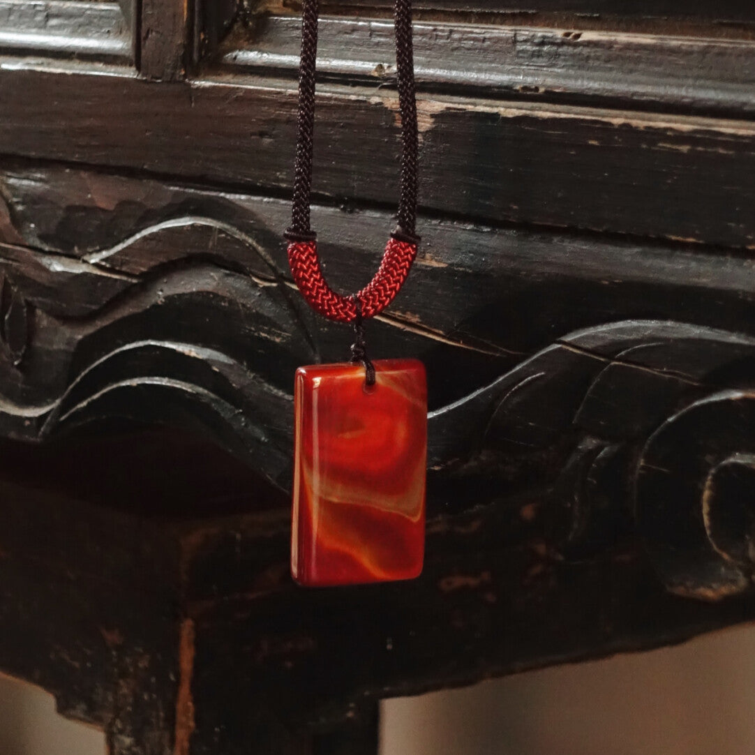 「Chinoiserie」Ping An Red Agate Necklace