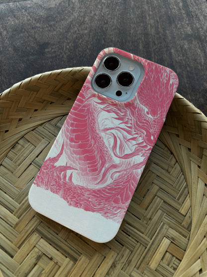 「Chinoiserie」Pink Dragon Printed Phone Case