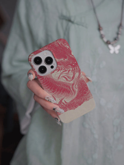 「Chinoiserie」Pink Dragon Printed Phone Case