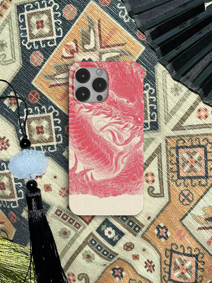 「Chinoiserie」Pink Dragon Printed Phone Case