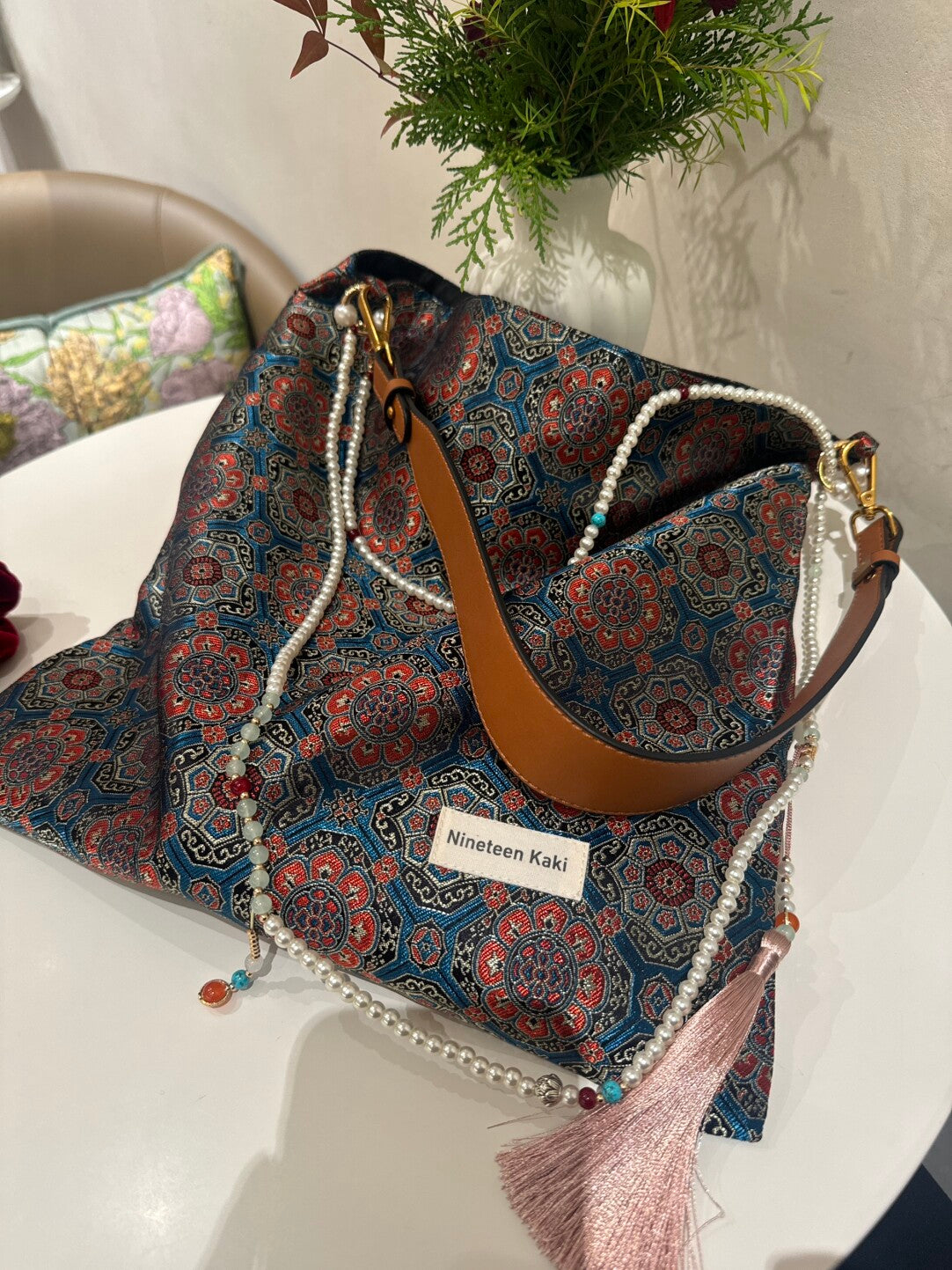 [Chinoiserie] Prosperity Pattern Beaded Tassel Silk Bag